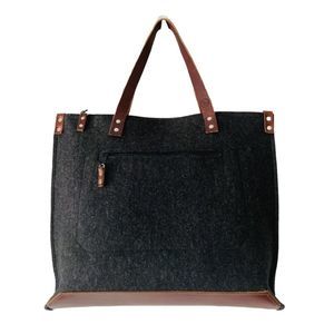 Audrey Modern Sunset Tote Bag Large Gray Wool Felt Quiet Luxury Old Money